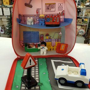 Vintage Duplo Emergency Hospital on the Go Red Backpack Take along Playset